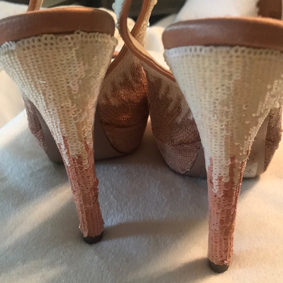 Prada sequin nude platform open toe sling backs. - Picture 4 of 4